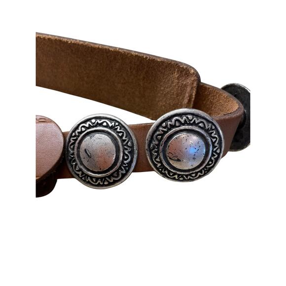 VINTAGE Brighton Western Concho Leather Belt Size M Brown Silver Boho Italy - Picture 6 of 8